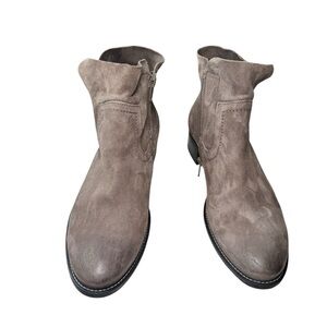 Paul Green Taupe Nubuck Leather Ankle Boots Booties Zip Western US 7.5 UK 5